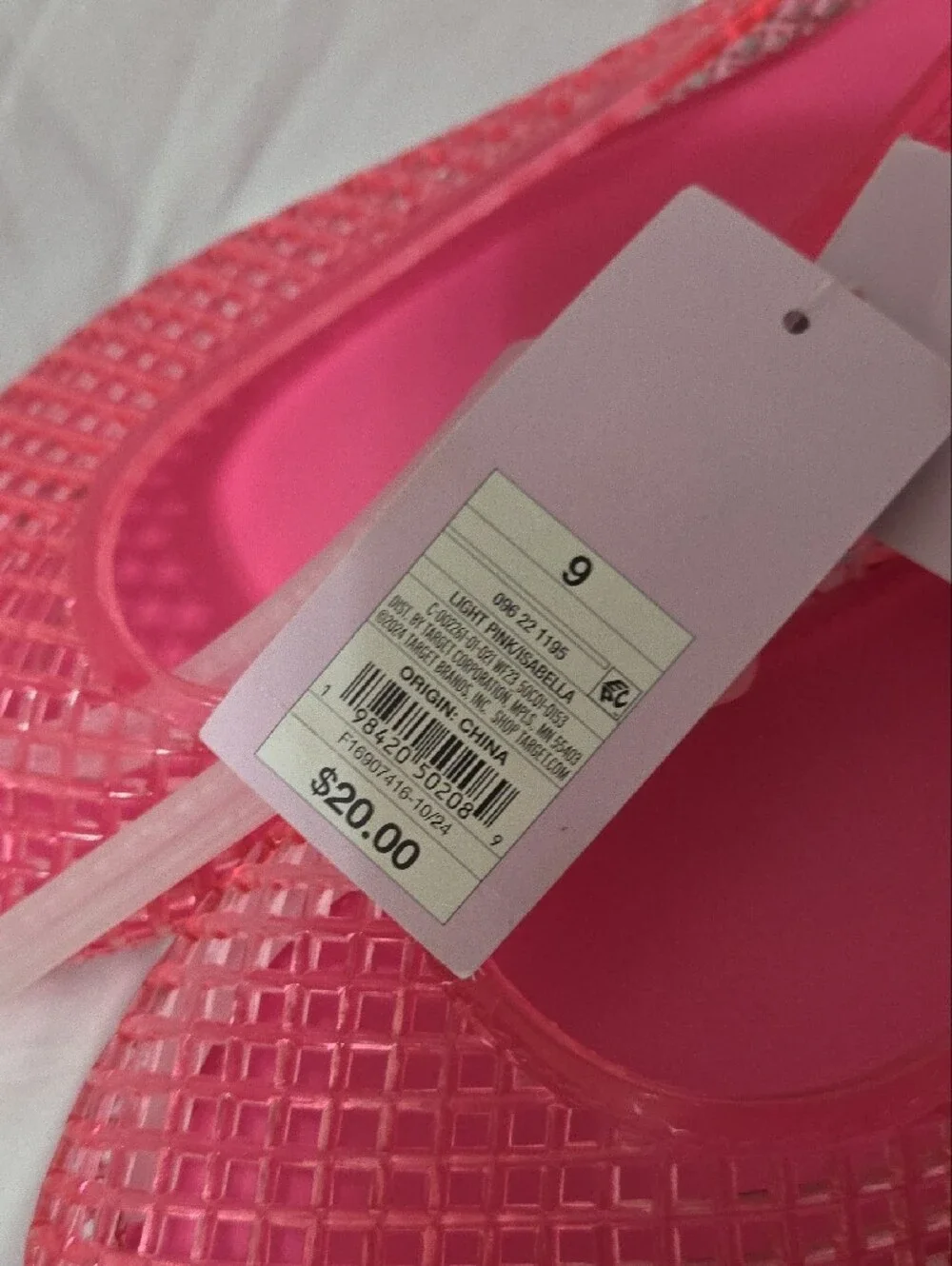 Pink Jelly Shoes Woven Flats, Size 9, Memory Foam Insoles, New w/Tags Attached